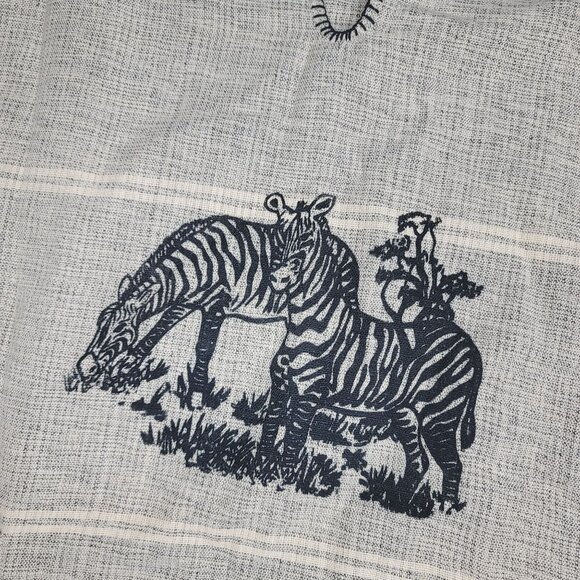 Handwoven Poncho With Zebra Print boho Style Fringe Hem Lightweight Cotton Blend - Picture 8 of 9